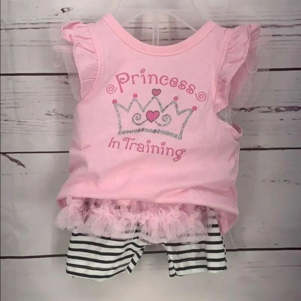 DDG Darling Princess In Training 2 Piece 3/6 months striped Shorts‎ Set